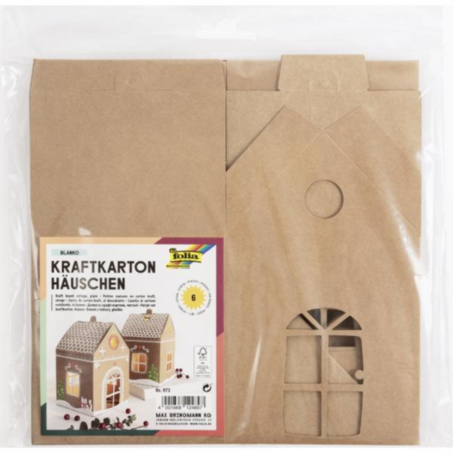 Kartonnen huis kraft 11 x 11 x 19 cm, 6 stuks