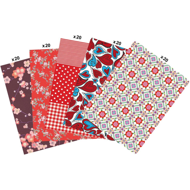 Decoupagepapier Decopatch 30 x 40 cm assorti rood, 100 vellen
