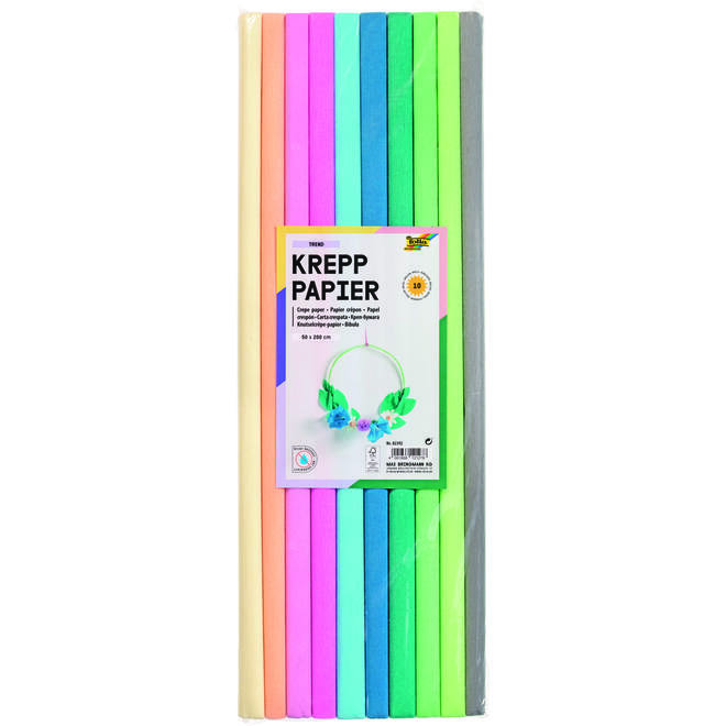 Crêpepapier trendkleuren 50 x 200 cm, 10 rol