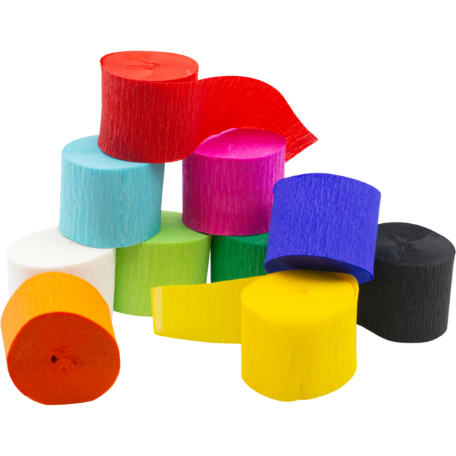 Crêpepapierstroken assorti 10 m x 5 cm, 10 stuks