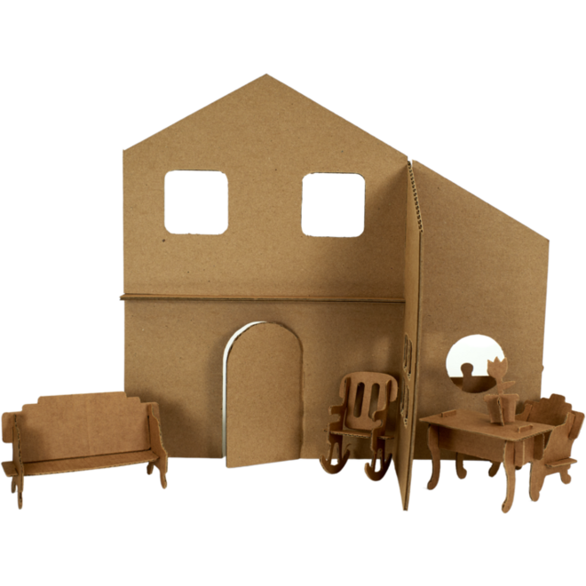 Poppenhuis gestanst, 12 stuks