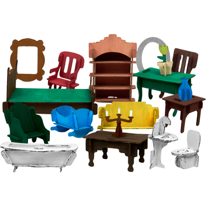Poppenhuismeubels om te versieren, 20 sets