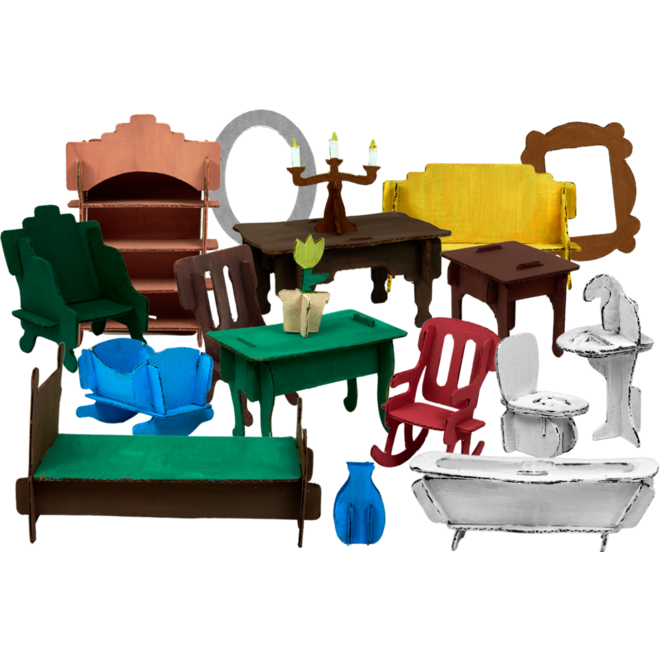 Poppenhuismeubels om te versieren, 20 sets