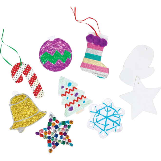 Kerstversiering van karton assorti 12 cm, 48 stuks