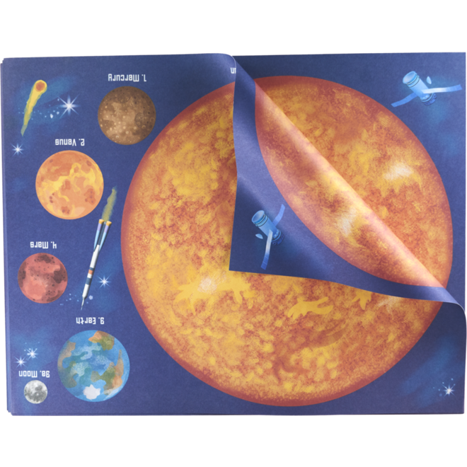 Designpapier zonnestelsel 21,5 x 28 cm, 64 vel