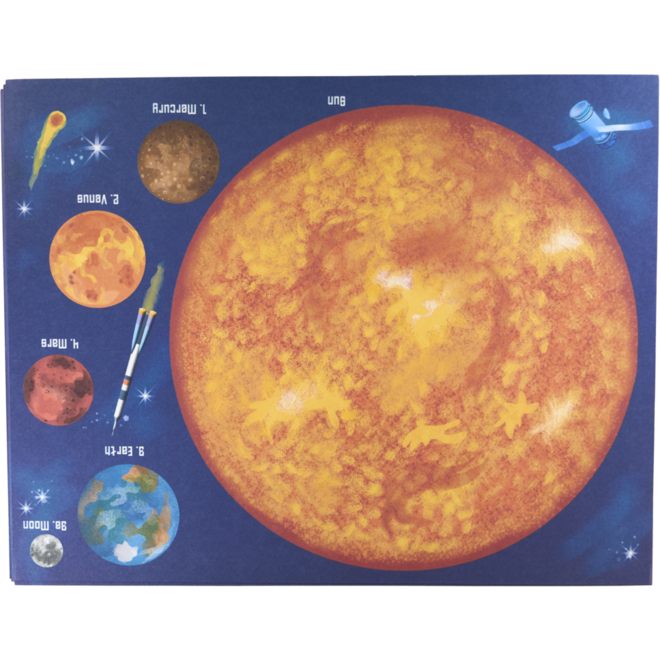 Designpapier zonnestelsel 21,5 x 28 cm, 64 vel