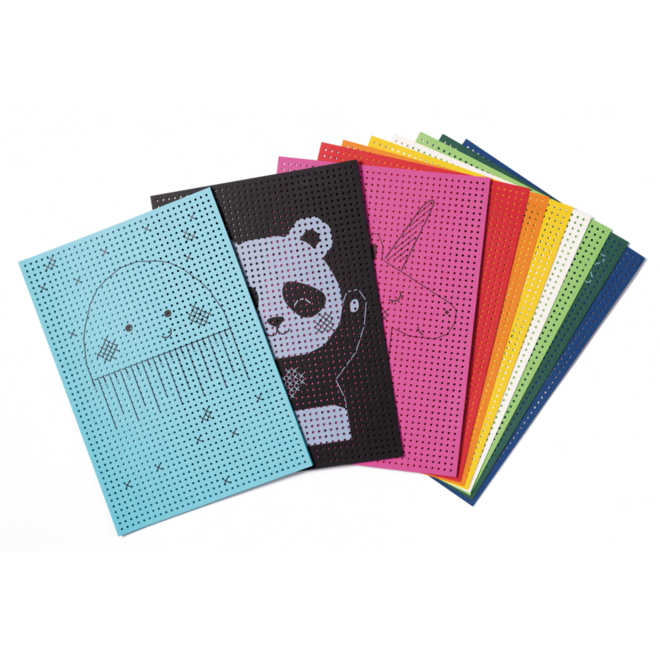 Borduurkarton 17,5 x 24,5 cm 10 kleuren, 40 vel bedrukt