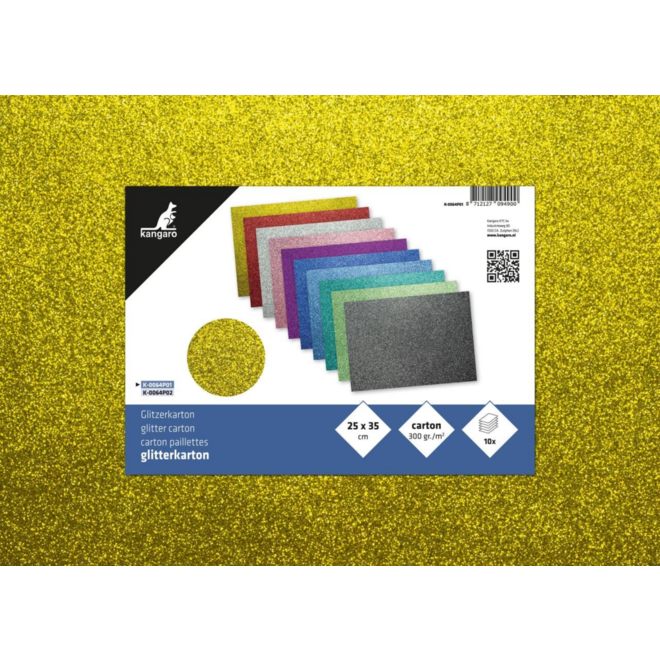 Glitterkarton 25 x 35 cm 300 grs, 10vel