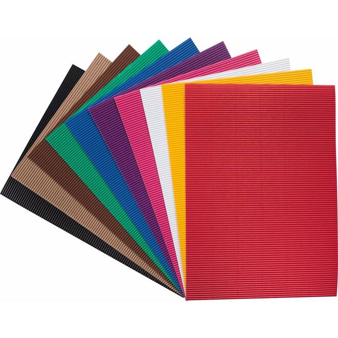 Ribbelkarton fijne golf 25 x 35 cm assorti, 10 vel