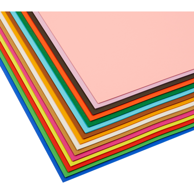 Dik engels karton 50 x 70 cm 90 vel, 15 kleuren ass. 290 grs.