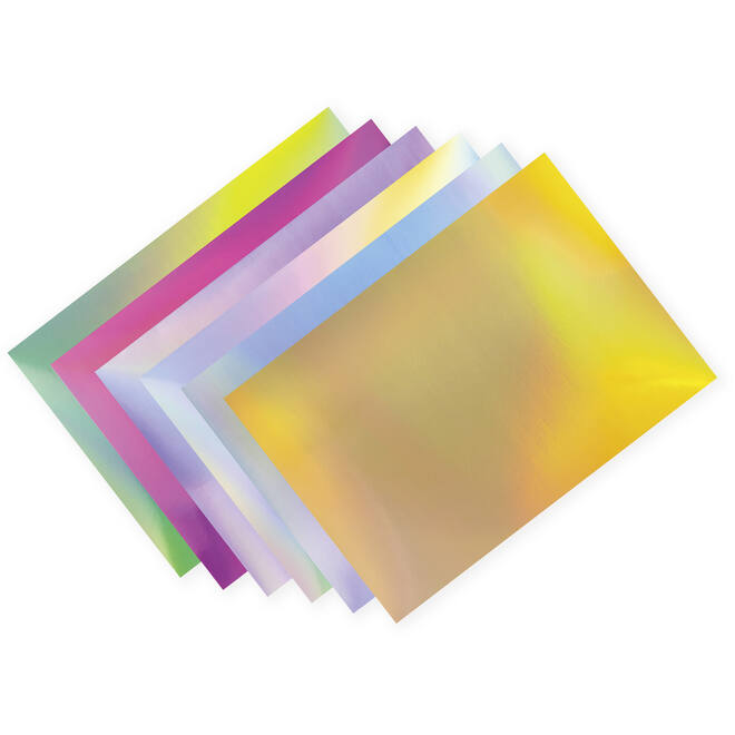 Holografisch karton 50 x 70 cm 120 gr 6 kleuren 10 vel
