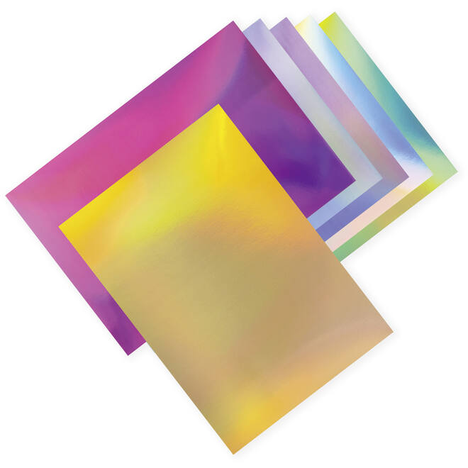 Holografisch karton 50 x 70 cm 120 gr 6 kleuren 10 vel