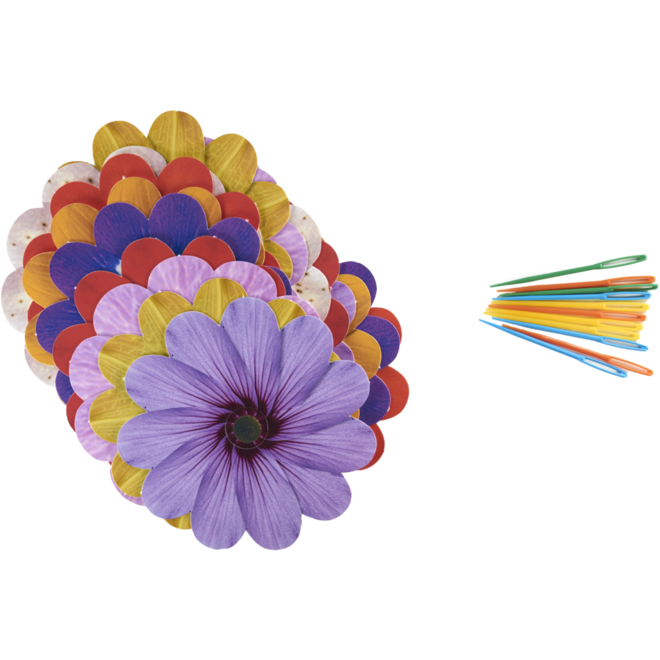 Vlechtbloemen met borduurnaald 11,5 cm, 16 stuks