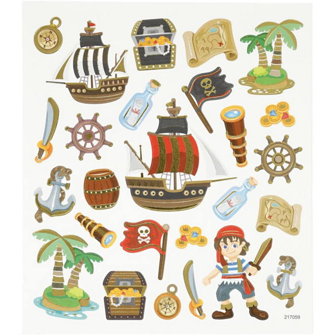 Stickers Piraten no.2 15 x 16,5, per 8 st