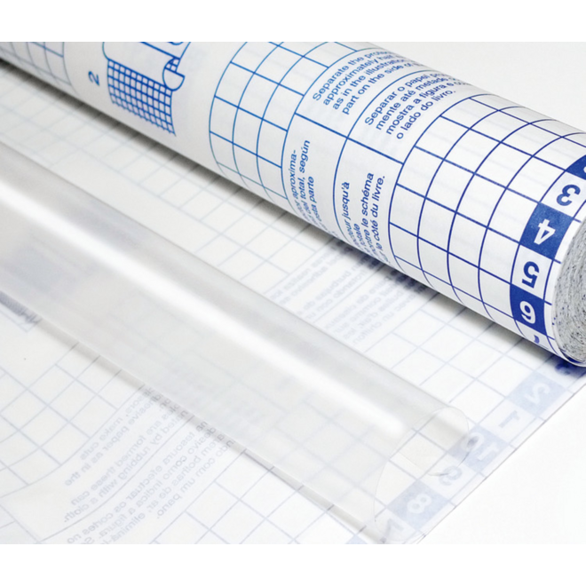 Kaftfolie 80 micron zelfklevend transparant 25 cm, 25 meter