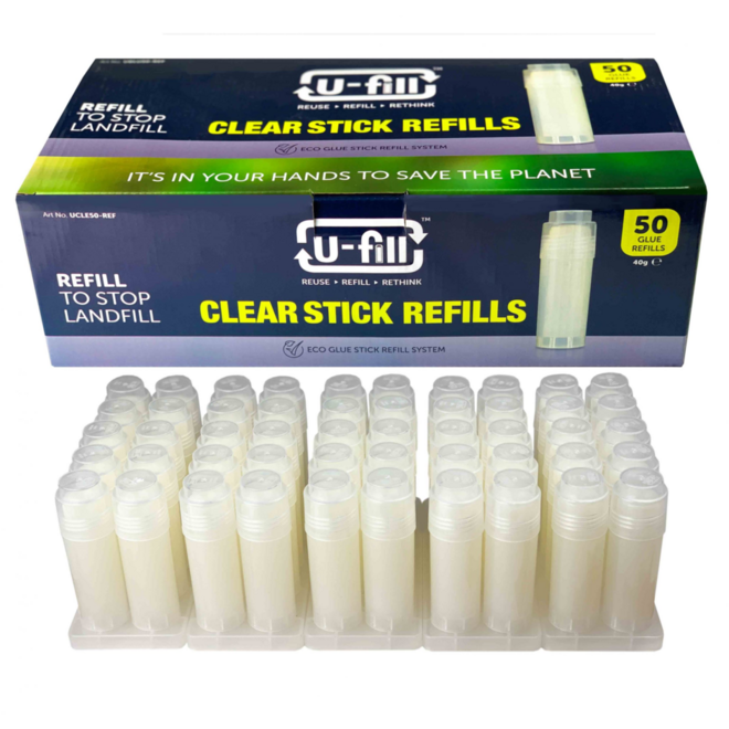 Navulling Plakstift Clear sticks extra sterk 40 gram, 50 stuks