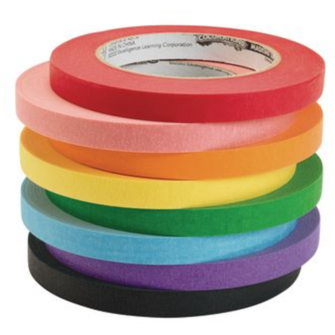 Crêpeplakband assorti 13 mm x 55 meter, 8 rollen