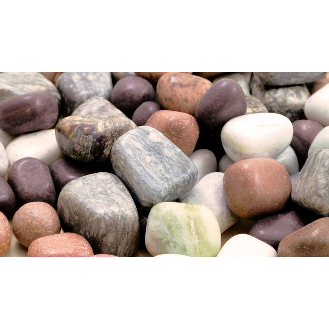 Stenen assorti gepolijst 3-5 cm, ongeveer 38 stuks