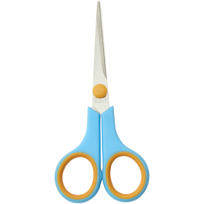Schaar 14 cm soft-grip links- en rechtshandig blauw
