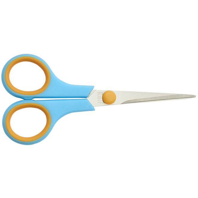Schaar 14 cm soft-grip links- en rechtshandig blauw