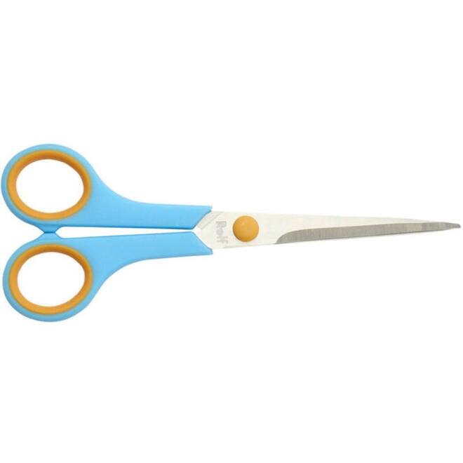 Schaar 17 cm soft-grip links- en rechtshandig blauw