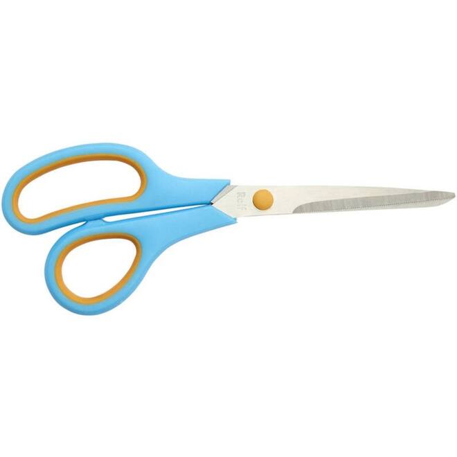 Schaar 21 cm soft-grip links- en rechtshandig blauw