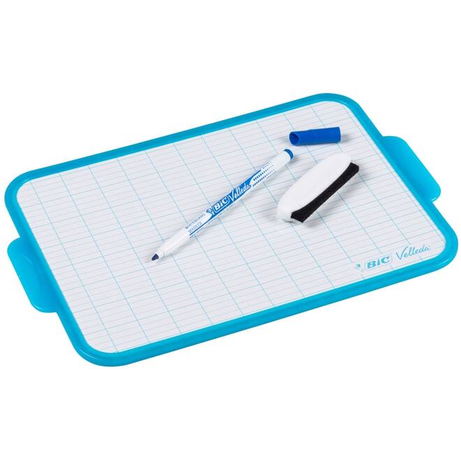 Whiteboard/wisbord BIC Velleda 19 x 26 cm blauw. 24 stuks
