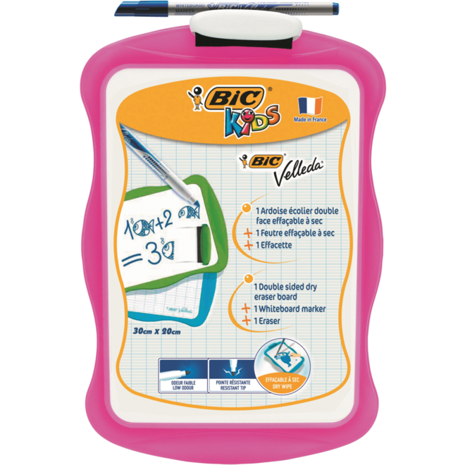 Whiteboard/wisbord BIC Velleda 20 x 30 cm roze, 24 stuks