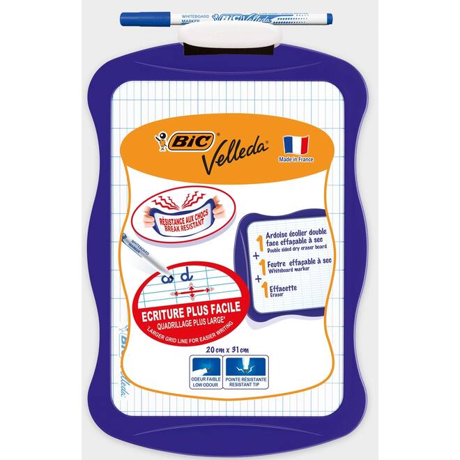 Whiteboard/wisbord BIC Velleda assorti 20 x 30 cm, 24 stuks