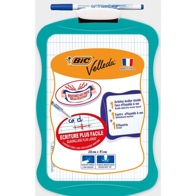 Whiteboard/wisbord BIC Velleda assorti 20 x 30 cm, 24 stuks