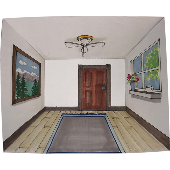 Ontwerpkarton kamer perspectief 28 x 33 cm, 36 stuks