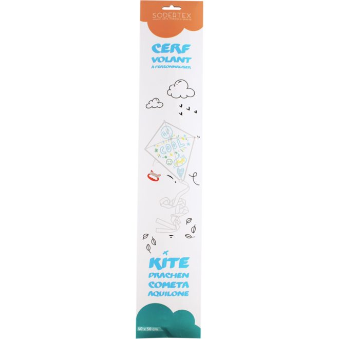 Vlieger wit nylon 40 x 50 cm, 5 stuks