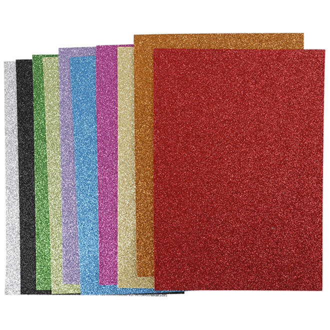 Foam knutselvellen A4 glitter assorti, 10 vel