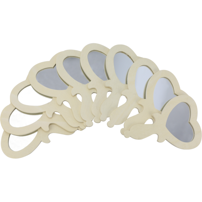 Handspiegels hart 11 x 16 cm, 10 stuks
