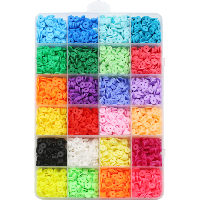 Heishi-kralen 24 verschillende kleuren Ø 6 mm, 500 stuks