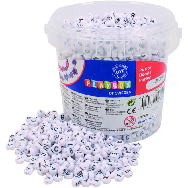 Letterkralen Ø 7,5 mm, wit, 2500 stuks
