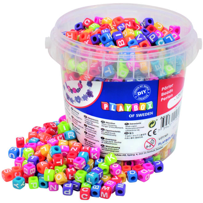 Letterkralen 7 x 7 mm, gekleurd, 1250 stuks