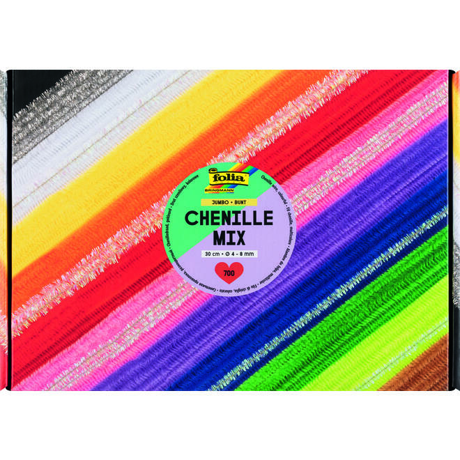 Crea-box chenille 30 cm assorti, 700 stuks