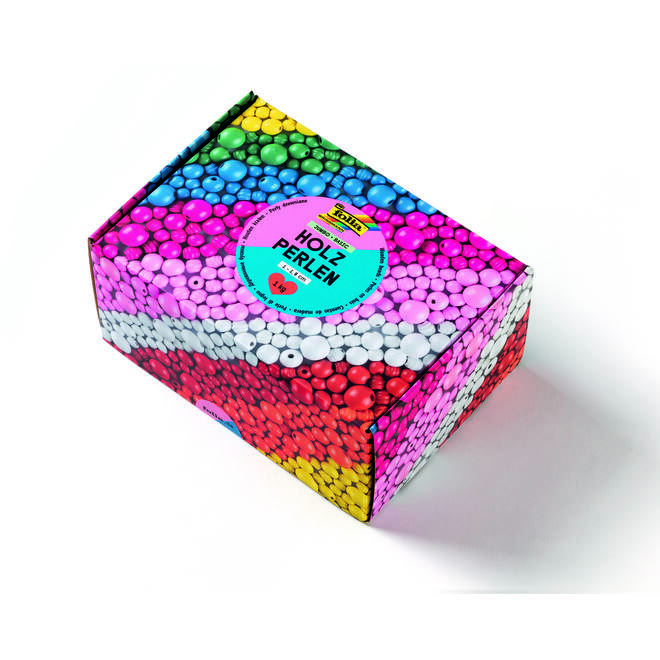 Crea-box kralen hout assorti, 1 kg