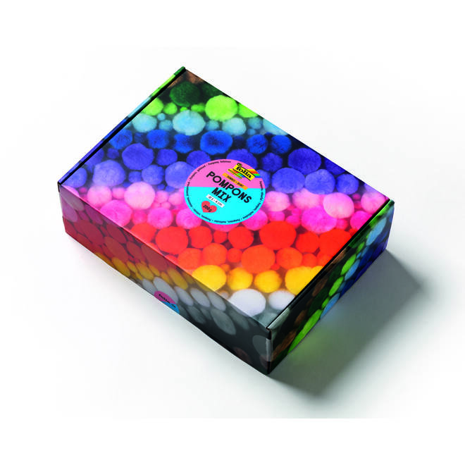 Crea-box pompons assorti, 900 stuks