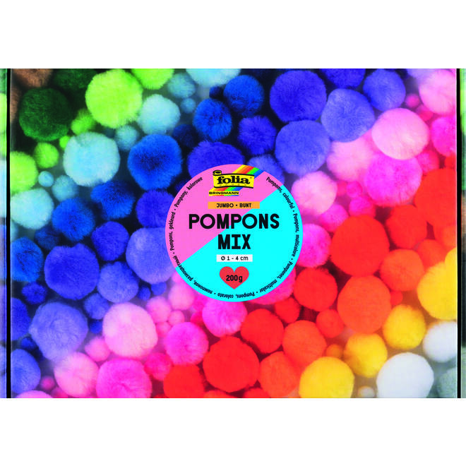 Crea-box pompons assorti, 900 stuks