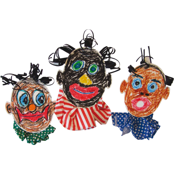 Gezichten karton, wit, 24 stuks 13 x 17 cm