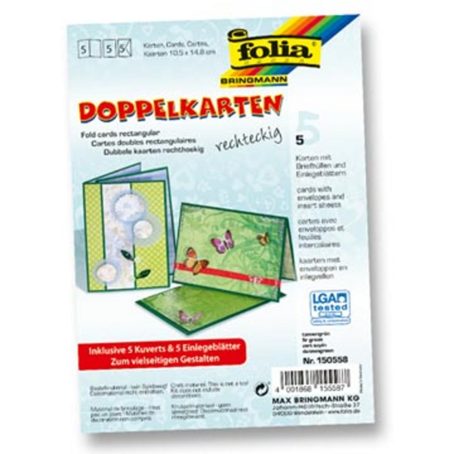 Wenskaart dubbel groen, 5 stuks