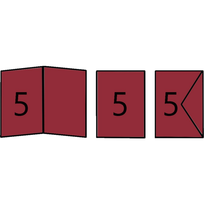 Wenskaart dubbel rood, 5 stuks