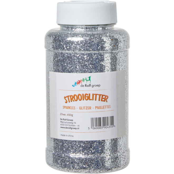 Glitter zilver, 400 gram
