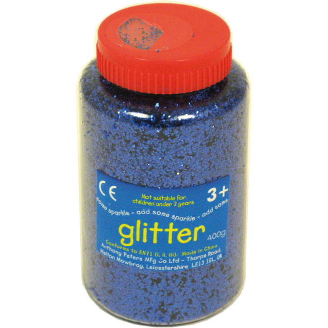 Glitter blauw, 400 gram