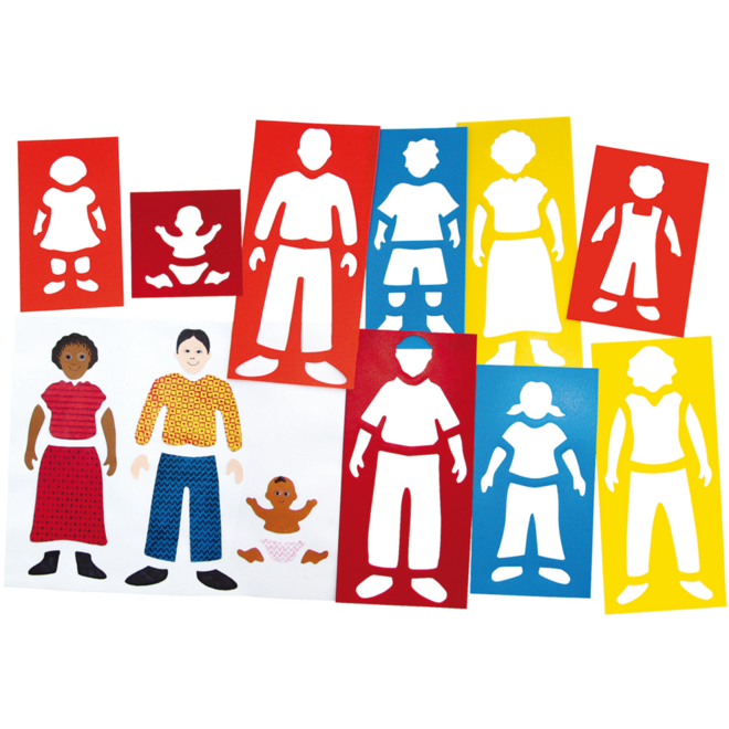 Sjablonen familie 13 x 27 cm, 9 stuks