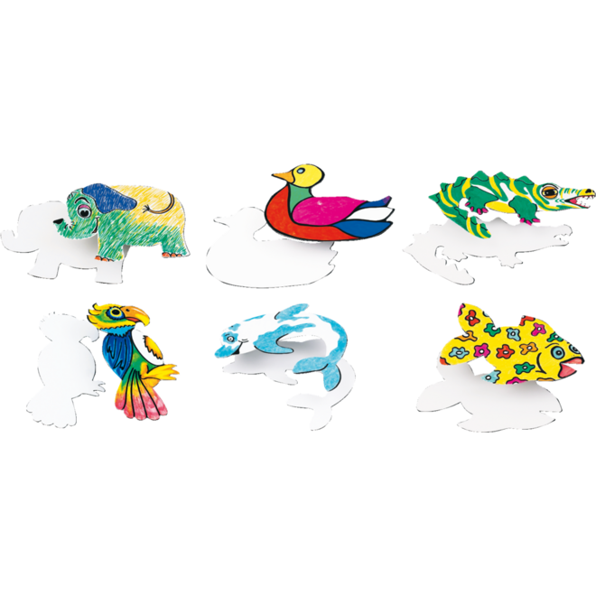 Dierfiguren karton 20-30 cm 6 modellen, 24 stuks