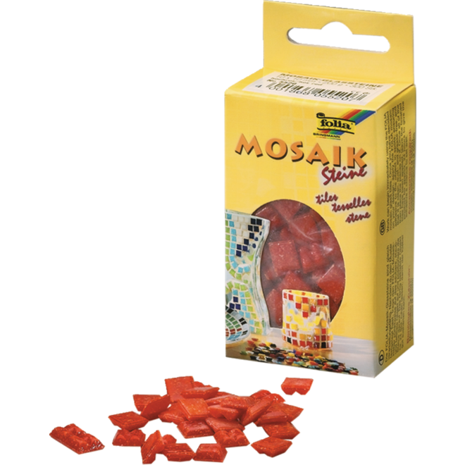Glasmozaïek rood vierkant 1 x 1 cm, 300 stuks