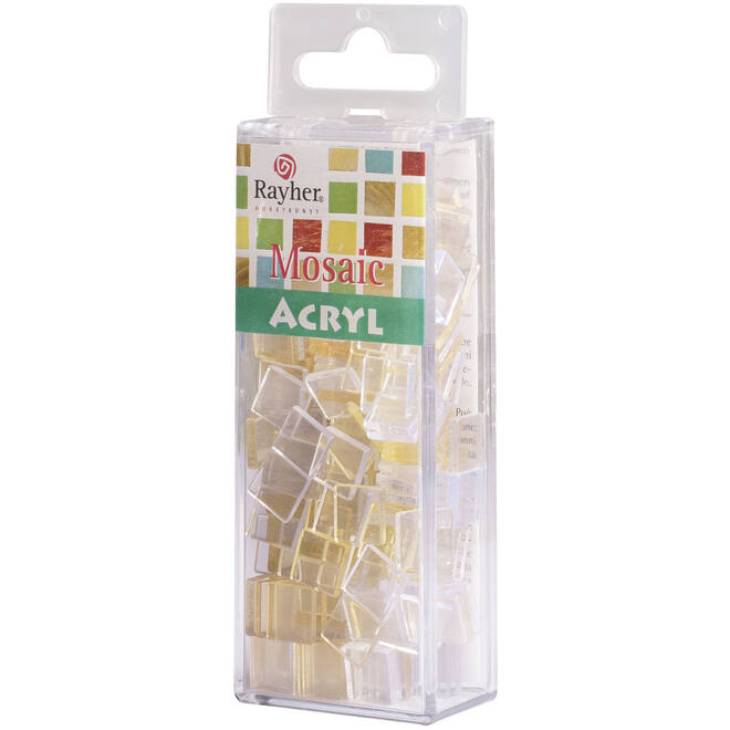 Acrylmozaïek 1 x 1 cm transparant wit-ecru 205 stuks